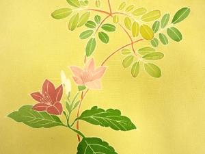 アンティーク　縮緬地　手描友禅　草花模様名古屋帯